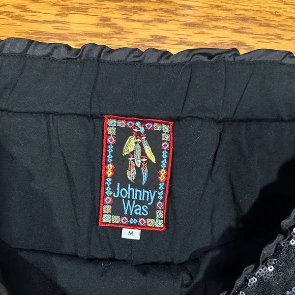 *JOHNNY WAS* Black x Silver Sequin Simona Jogger Pants Size Medium - Picture 11 of 11